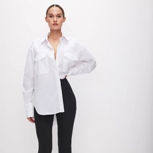 Good American The Good Short White Button Down Size Small